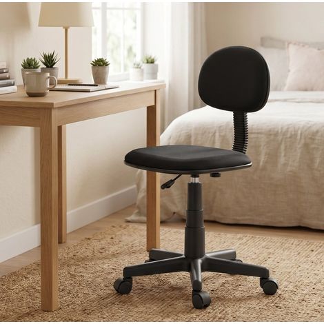 Silla de oficina sin reposabrazos, altura regulable, ruedas 360°, negro OKMYHOME (1/5)