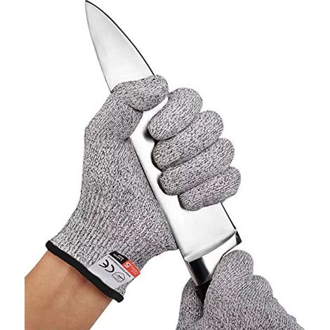 Guantes anticorte, paquete de 2 - Protección nivel 5 - Protección contra cortes cotidianos (cocina, bricolaje) - Talla L