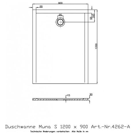 Douchette MUNA S 1200x900x30mm blanche