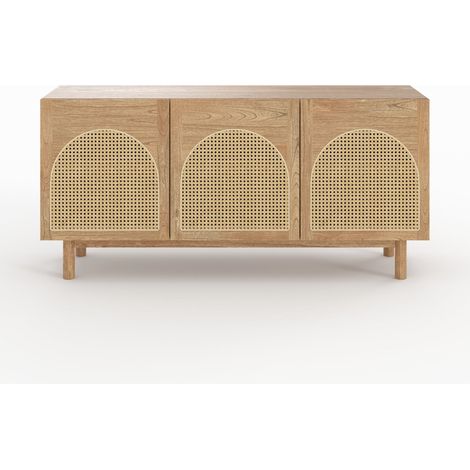 Buffet de madera maciza de mindi y ratán - Delya (1/4)