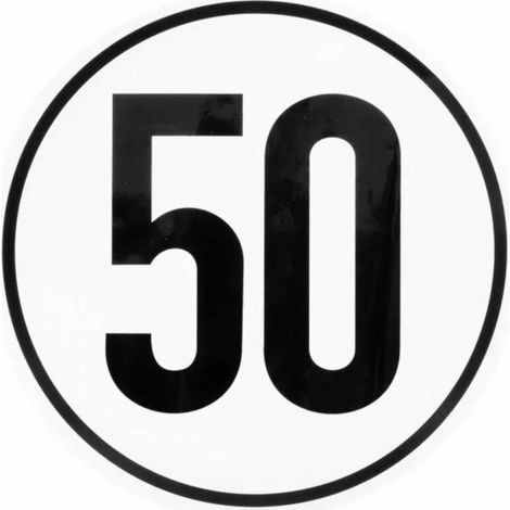 Autocollant limitation de vitesse 50 km/h diamètre 200mm plastique noir blanc tracteur remorque caravane