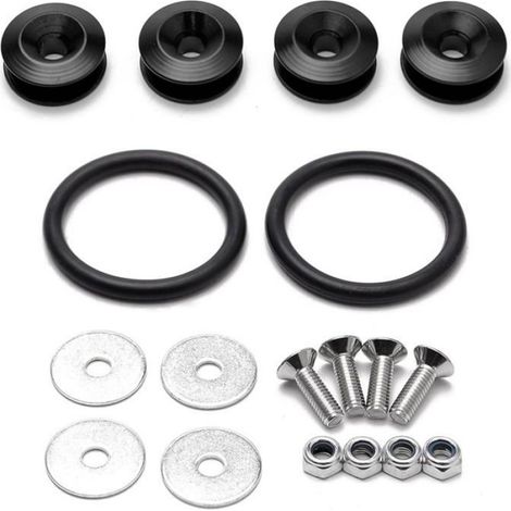 18 Attaches rapides, Aluminium, Nbr, Fixation universelle, Noir, Pour pare-chocs avant arrière coffre (1/5)