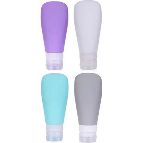 4 pièces Tubes de Voyage en Silicone Souples, Récipients Réutilisables pour Shampoing et Lotion (1/5)