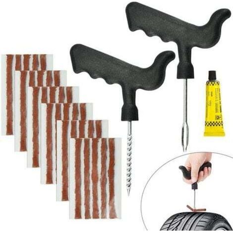 30 PCS Mèche Réparation Pneu en Caoutchouc Naturel Mèche Pneu Voiture 6MM10CM Kit Réparation Pneu Moto avec 2 Outils de Pose kit Réparation Tubeless Moto Auto Camion Tracteur -Adélala (1/5)