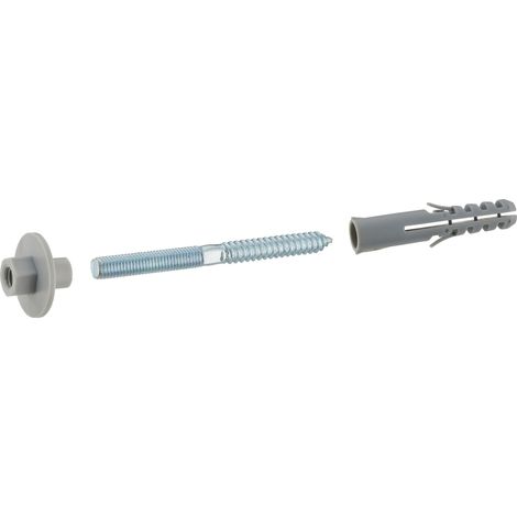 Tornillos de Acero para Fijación de Lavabo Tuerca con Valona QUICK PLOMBERIE - Tornillo 10x140 mm - Tacos de 14x75 mm x 2 unidades