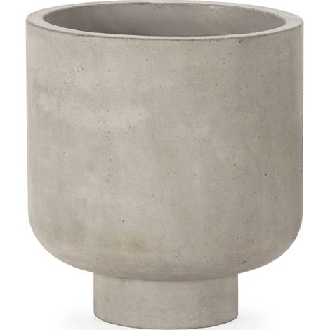 Cache pot design en ciment naturel avec drainage optimal - gris ciment naturel
