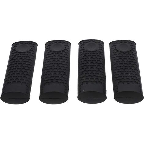 Manchons de casserole antidérapants, isolants et anti-brûlures, lot de 4, noirs, modernes, pour la cuisine. (1/5)