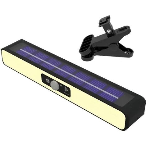 Lampe solaire de clôture, lampe extérieure étanche à détecteur de mouvement avec pince, lampe de sécurité portable à énergie solaire pour jardin et cour B (1/5)