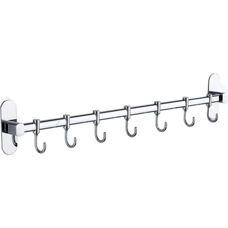 Crochet mural argenté, 1 pièce, support de rangement pour tringle de rangement, crochet d'entrée, porte serviettes, support de toilette, rangement de cuisine, crochet pour ustensiles de cuisine