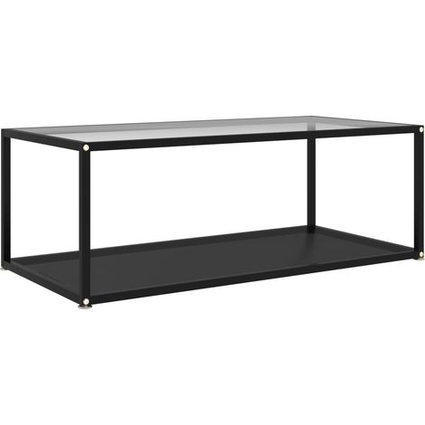 Couchtisch Transparent und Schwarz 100x50x35 cm Hartglas