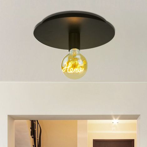 Applique murale ou plafonnier Lina métal noir compatible LED (1/3)