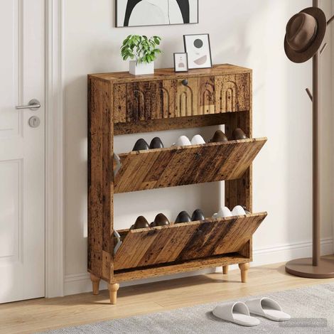 vidaXL Shoe Cabinet ALKMAAR 78 x 24 x 103 cm Engineered Wood Old Wood (1/5)