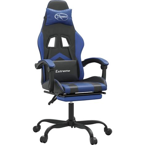 Maison Exclusive - Sedia da Gaming con Poggiapiedi Nero e Blu in Similpelle (1/5)