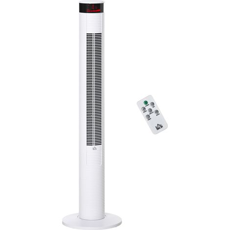 Ventilatore a Colonna con 3 Velocità e 4 Modalità, Timer di 12h, Pannello LED e Telecomando, Bianco