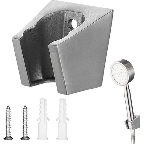 Support Pommeau de Douche, Support Douchette Argent Mural Avec Vis et Crochet Acier Inoxydable, Accroche Pommeau de Douche Léger et Fort Pour Douchette Salle de Bain (1/5)