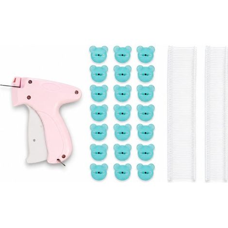Pistolet de réparation de vêtements, mini machine à coudre manuelle portable, réparateur rapide avec 1100 épingles en plastique et 100 attaches (1/5)