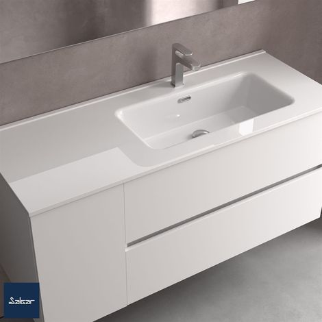 Meuble-lavabo CONSTANZA 1000 élément d'armoire gauche sans siphon ni drain à bouchon-poussoir, pour armoire 700 PORCELAINE BLANCHE 1010 x 20 x 460 mm (1/3)