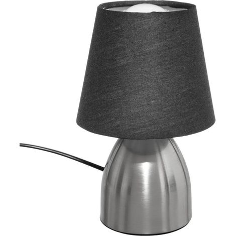 Atmosphera – Lampe à poser tactile en métal H 20 cm – Abat-jour en tissu – Douille E14 – Puissance max 40W – Longueur câble 150 cm (1/4)