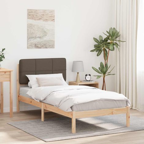 Bettgestell mit gepolstertem Kopfteil Taupe 90 x 200 cm