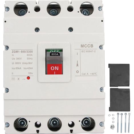 Disjoncteur de protection 3P 800A, interrupteur automatique AC 380V, coupe-circuit tripolaire pour tableau électrique, protection surcharge et court-circuit, usage industriel. (1/5)