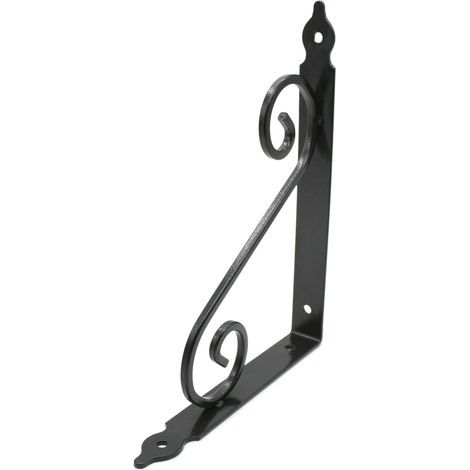 Barcelona Equerre Etagere Murale 2 Pièces Support Tablette Murale 190 x 140 mm Equerre Metal Fer Forgé Noir Equerre Fixation pour Decoration Murale, Étagère Murale, Etagere Cuisine (1/4)