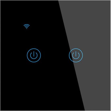 Smart Wireless Remote Control Touch Wall Switch, Supports Voice Control, Family Sharing Timer Function, Neutral Wire Required (Black, 2 Modules) (1/5)