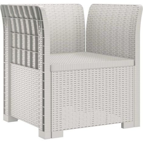 Fauteuil à accoudoirs individuel, aspect rotin tressé, en polypropylène, blanc (1/5)