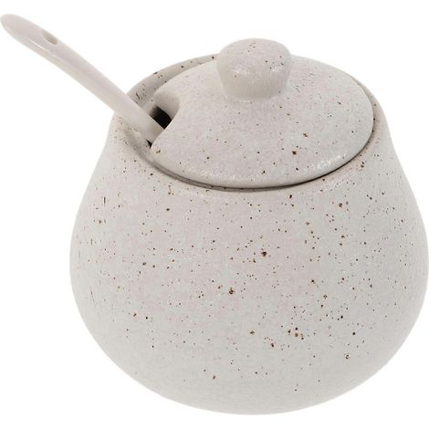Ensemble de 1 bol à sucre en porcelaine avec couvercle et cuillère, pot à condiments en céramique, boîte à épices japonaise pour la cuisine domestique et les restaurants (1/2)