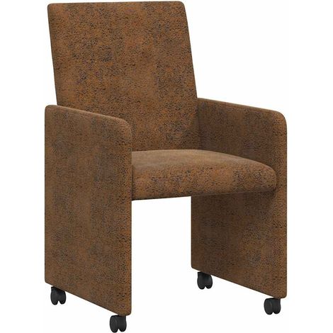 Maison Exclusive - Esszimmerstühle mit Rollen 2 pcs Braun 57 x 66