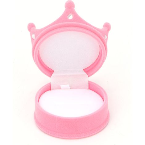 Boîte à bijoux couronne personnalisée au design rétro simple pour boucles d'oreilles et colliers, rose (1/5)