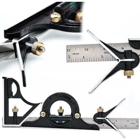 Goniómetro Combinado 0-180° – Alta Precisión  Metal Sólido  Regla 300mm (1/5)