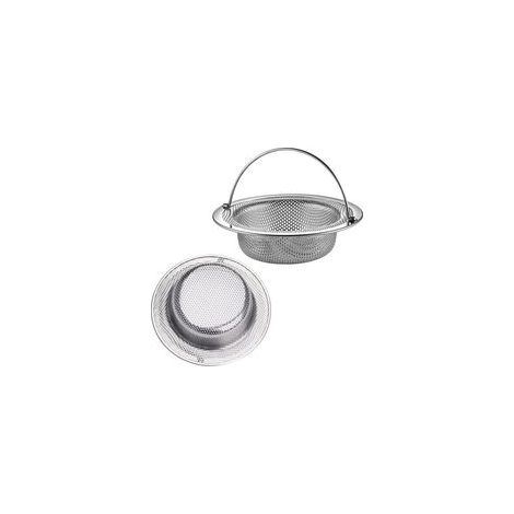 Spülbecken-Sieb, 2er-Set, mit Edelstahlgriff, für Küchen-/Badezimmerspülen, mit Anti-Verstopfungs-Filter (11 cm Durchmesser)  - Crezuo