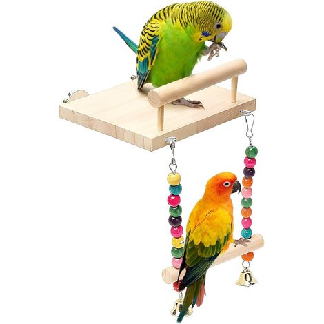 Perchoir Perroquet en Bois, Rondelles Balançoire en Bois (1/3)