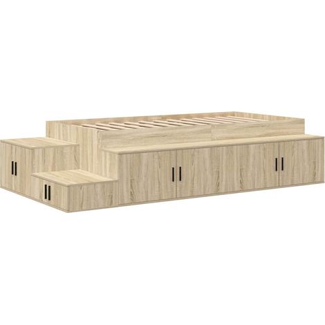 Maison Exclusive - Struttura letto con contenitore Rovere Sonoma 75 cm