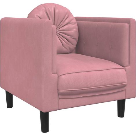 Fauteuil relax Fauteuil avec coussin rose velours (1/5)