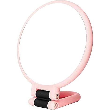 Miroir de poche - 24 x 13,5 cm - Rose - Miroir grossissant x15 - Miroir de maquillage grossissant double face - Miroir de voyage pliable - Miroir de rasage (1/5)