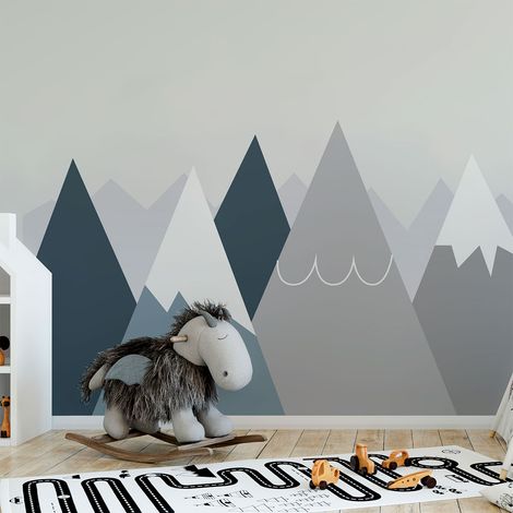 Stickers muraux enfants - Décoration chambre bébé - Autocollant Sticker mural géant enfant montagnes scandinaves ANOUKA - 40x60cm (1/5)