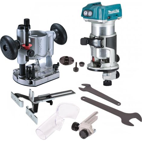 Makita DRT50Z 18V LXT Cordless Brushless Router Trimmer + Plunge Base + Guide (1/5)