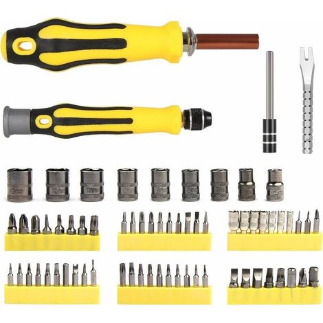 VURAHOME - Tournevis Précision, Kit Portable 70 en 1 Tournevis Outils de Réparation pour Ordinateur/Laptop/iPhone/Lunettes/Montre/Smartphone (Jaune) (1/4)