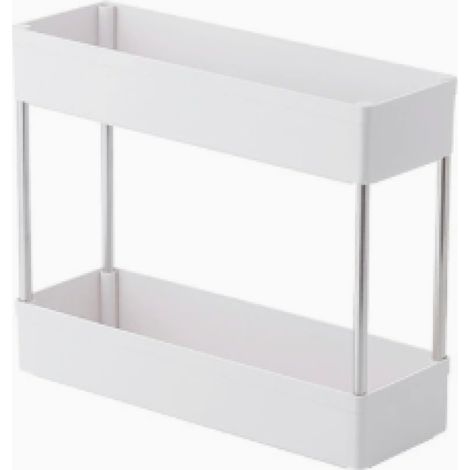 Mueble de almacenamiento de dos niveles para debajo del fregadero, de plástico y hierro forjado, para baño o cocina. (1/5)