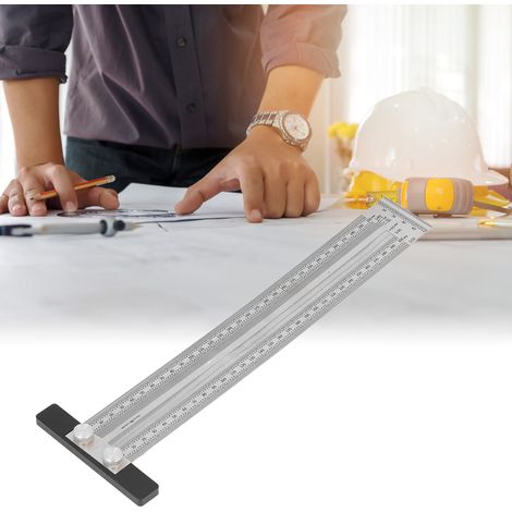 Règle de traçage pour le travail du bois, règle perforée, règle de guidage, règle arrière pour le travail du bois, règle graduée en acier inoxydable, équerre, haute précision 300 mm (1/5)