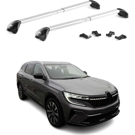 OMAC Barres de toit transversales certifiées TÜV pour Renault Espace 2023-2026 – Verrouillables (4 antivols) – Charge max 100 kg – Fixation durable Argent (1/5)
