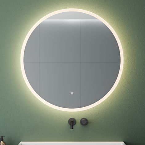 Mai & Mai Miroir de Salle de Bain avec Éclairage LED Glace Suspendu Miroir Rond Diamètre de 80 cm Anti-Buée LS 05 (1/5)