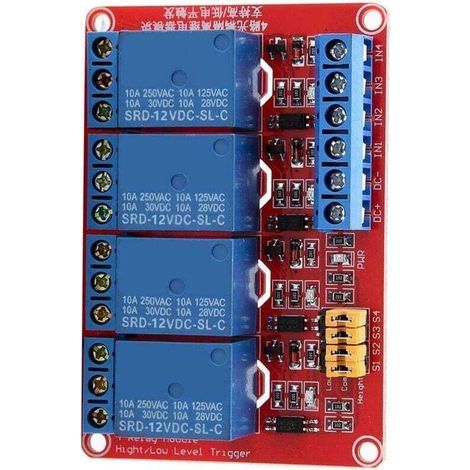 4-Channel Relay Module 5V, 12V, 24V Relay Expansion Board Low Level Trigger Relay Board Photocoupler Isolation (12V) (1/4)