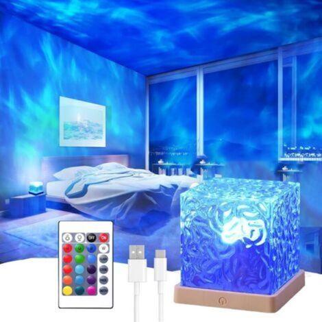 ALLIANDISProjecteur de lumière à vagues océaniques - 16 couleurs + télécommande 24 boutons, idéal pour les chambres, les chambres d'enfants, etc. - 1 pièce (1/4)
