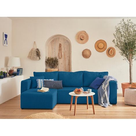 Topaze - 4-sitzer beidseitig montierbar - schlaffunktion und bettkasten - cord - schieferblau (1/5)