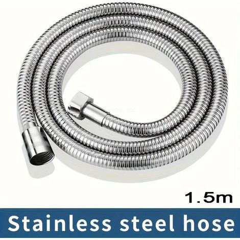 (Tuyau argenté de 1,5 m) Ensemble de douche complet avec pommeau de douche haute pression, pommeau de douche turbo, 5 moules, accessoires de salle de bain (1/5)