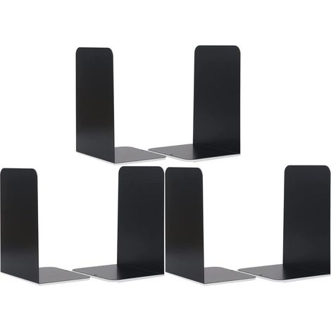3 Paar Buchstützen aus Metall, Buchstützen für Regale und Schreibtische (Schwarz) (1/5)