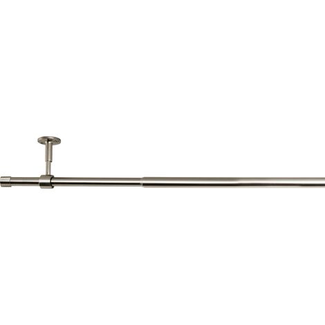 Moderne All-in-One Gardinenstange ausziehbar für Wand- oder Deckenmontage - Edelstahl-Optik - 160-280 cm