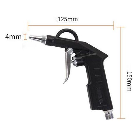 Pistolet soufflette 1/4 pour compresseur d'air comprimé max 6 bar - Ø de buse 4 mm - buse courte 25 mm - outil pneumatique nettoyage - couleur noir (1/4)